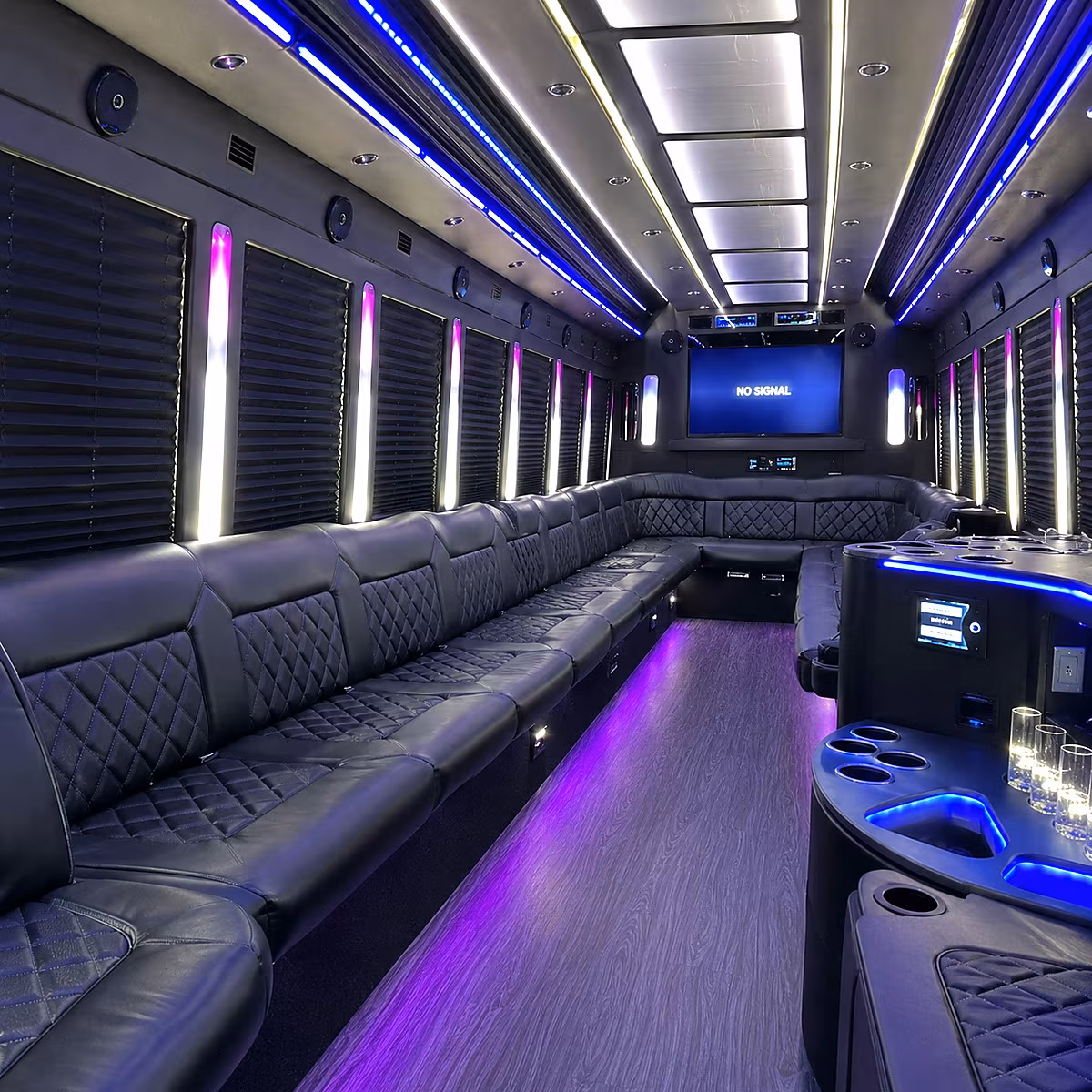 huntersville 30 passenger party bus inside