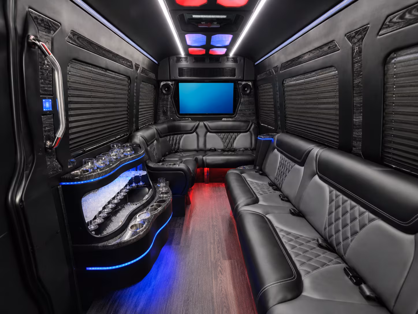 huntersville 40 passenger party bus interior