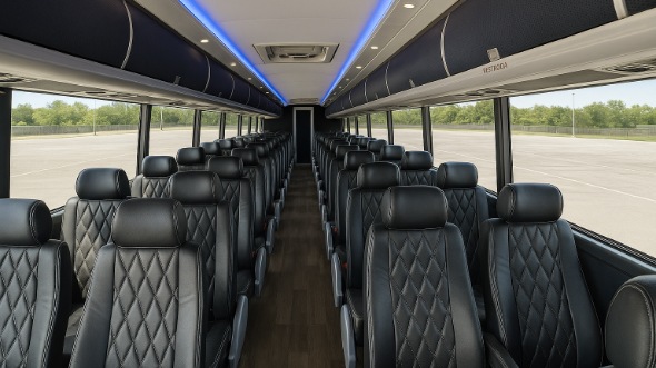 huntersville 56 passenger charter bus inside