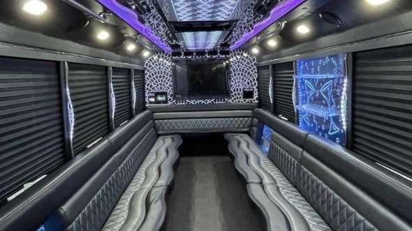 Interior of Charter Bus Company Mooresville's Party Bus in Mooresville