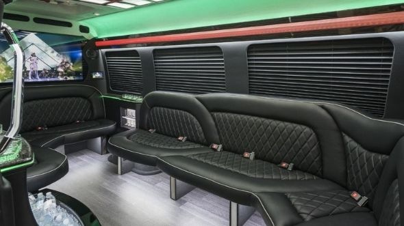 Interior of Charter Bus Company Wilmington's Sprinter Limo in Wilmington