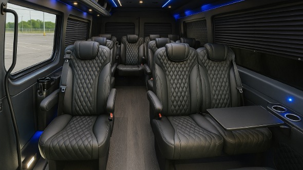 Interior of Charter Bus Company Gastonia's Sprinter Van Rental With Driver in Gastonia